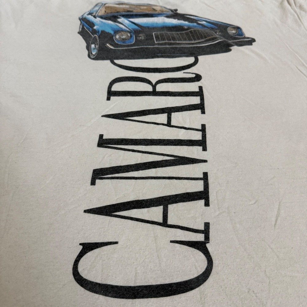 Chevrolet Camaro Graphic T-Shirt Mens XL Beige Blue Car Grunge Hipster Indie